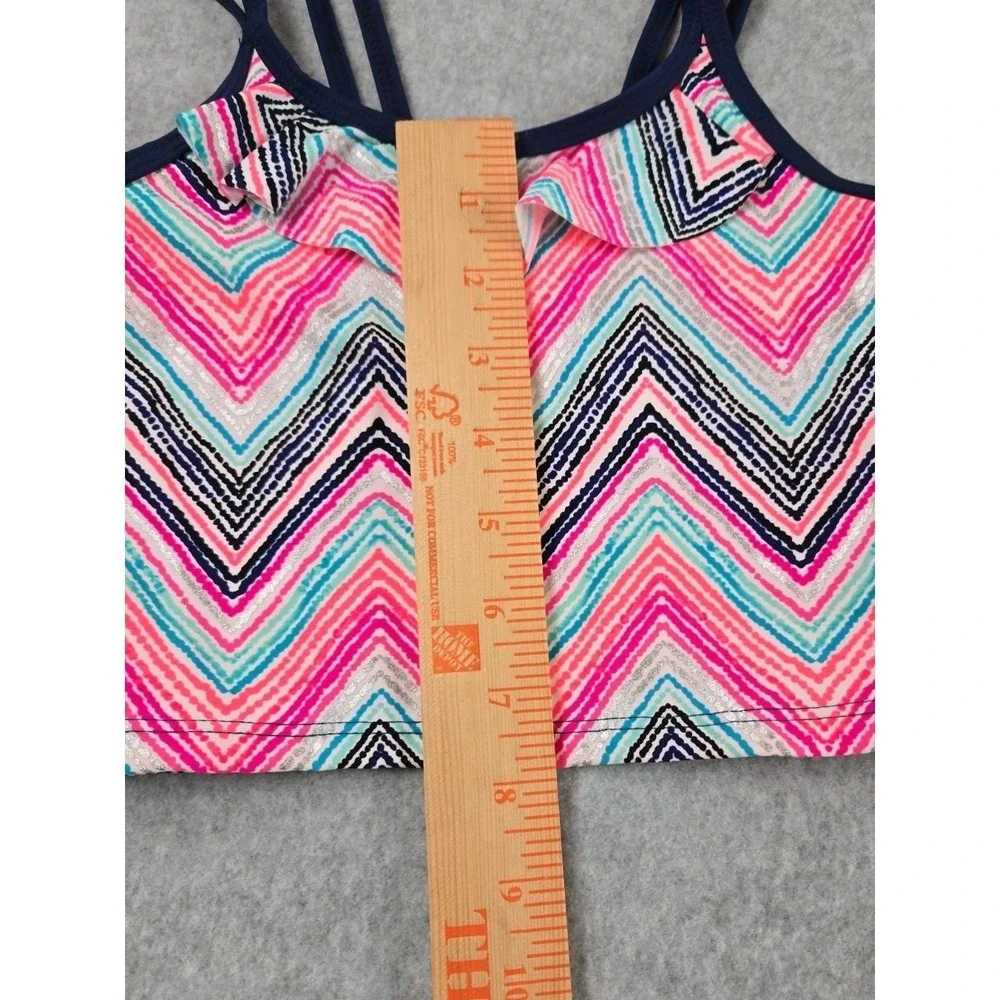 Limited Too Girls 2 Piece Tankini Size 5/6 Bathing Suit Swim Set Pink‎ Blue NEW
